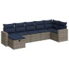 Salon de jardin avec coussins 7 pcs gris résine tressée 614179614179