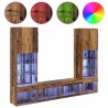 Unités murales TV avec LED 5 pcs Bois ancien Bois d'ingénierie 614180614180