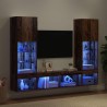 Unités murales TV avec LED 5 pcs Bois ancien Bois d'ingénierie 614180614180