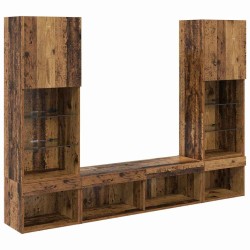 Unités murales TV avec LED 5 pcs Bois ancien Bois d'ingénierie 614180614180