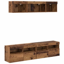 Unités murales TV avec LED 5 pcs Bois Ancien 80 x 30 x 40 cm 614182614182