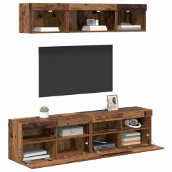 Unités murales TV avec LED 5 pcs Bois Ancien 80 x 30 x 40 cm 614182614182