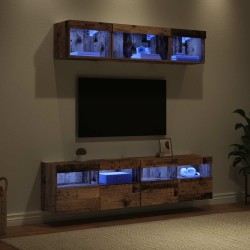 Unités murales TV avec LED 5 pcs Bois Ancien 80 x 30 x 40 cm 614182614182