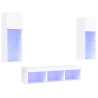 Unités murales TV avec LED 5 pcs blanc bois d'ingénierie 614183614183