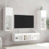 Unités murales TV avec LED 5 pcs blanc bois d'ingénierie 614183614183