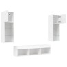 Unités murales TV avec LED 5 pcs blanc bois d'ingénierie 614183614183