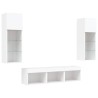 Unités murales TV avec LED 5 pcs blanc bois d'ingénierie 614183614183