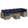 Salon de jardin 8 pcs avec coussins gris résine tressée 614186614186