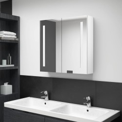Armoire de salle de bain à miroir LED Blanc brillant 62x14x60cm 614191614191