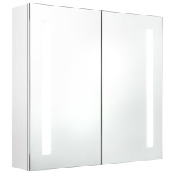 Armoire de salle de bain à miroir LED Blanc brillant 62x14x60cm 614191614191