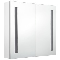 Armoire de salle de bain à miroir LED Blanc brillant 62x14x60cm 614191614191