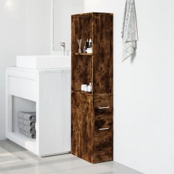 Armoire de salle de bain étroite avec roulettes chêne fumé 614192614192