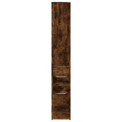 Armoire de salle de bain étroite avec roulettes chêne fumé 614192614192