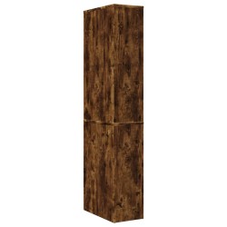 Armoire de salle de bain étroite avec roulettes chêne fumé 614192614192