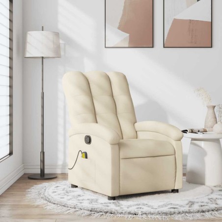 Fauteuil de massage inclinable crème tissu 614198614198