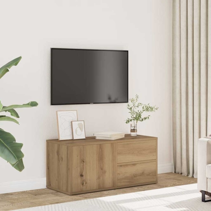 Meuble TV chêne artisanal 80x34x35,5 cm bois d'ingénierie 614207614207