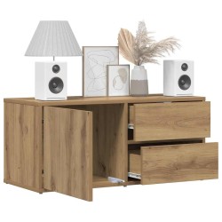 Meuble TV chêne artisanal 80x34x35,5 cm bois d'ingénierie 614207614207