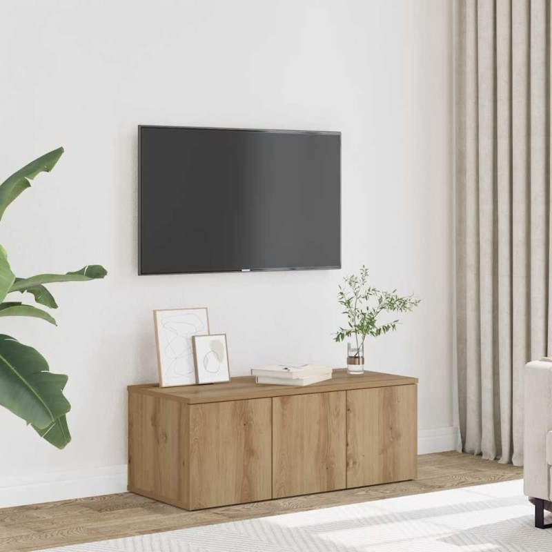 Meuble TV chêne artisanal 80x34x30 cm bois d'ingénierie 614208614208