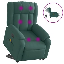 Fauteuil inclinable de massage électrique Vert foncé Tissu 614215614215