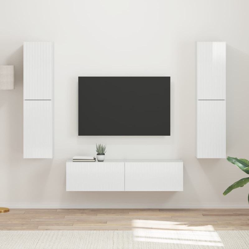 Ensemble meuble TV 6 pcs Blanc brillant Bois d'ingénierie 614222614222