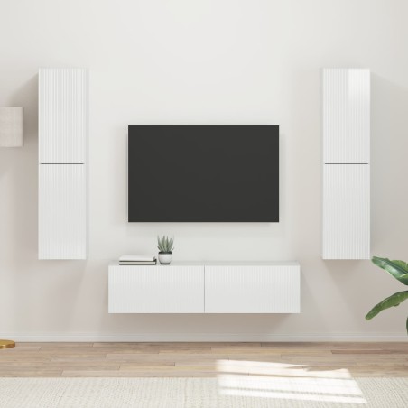 Ensemble meuble TV 6 pcs Blanc brillant Bois d'ingénierie 614222614222
