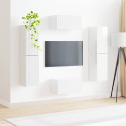 Ensemble meuble TV 6 pcs Blanc brillant Bois d'ingénierie 614222614222
