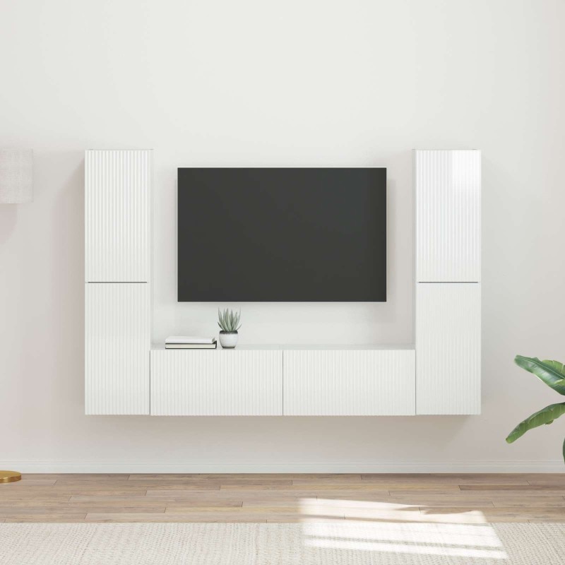Ensemble meuble TV 6 pcs Blanc brillant Bois d'ingénierie 614223614223