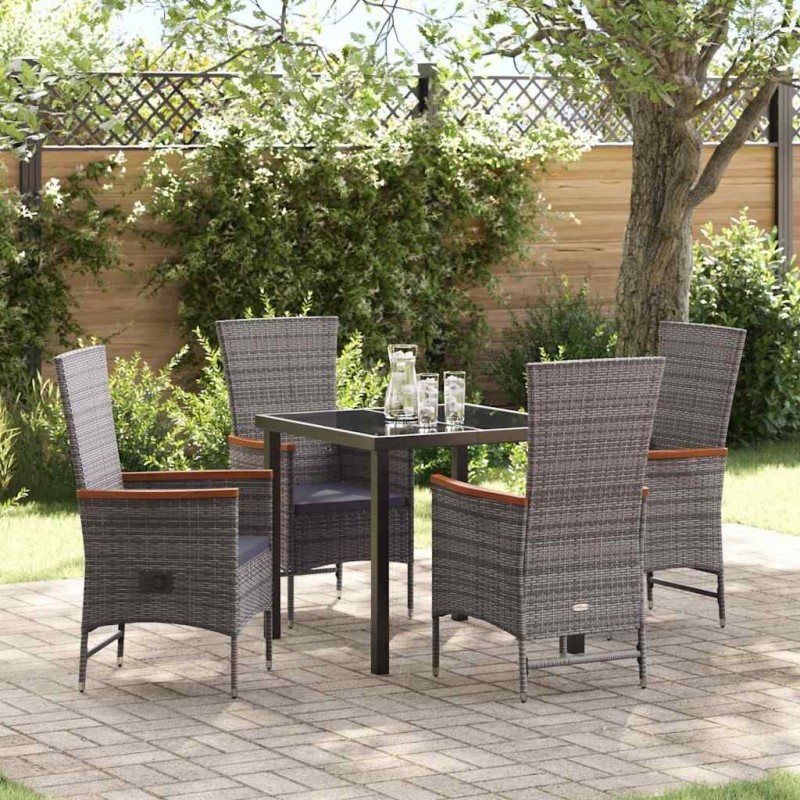 Ensemble de salle à manger pour jardin avec coussin 5 pcs Gris 614226614226