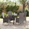 Ensemble de salle à manger pour jardin avec coussin 5 pcs Gris 614226614226