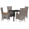 Ensemble de salle à manger pour jardin avec coussin 5 pcs Gris 614226614226