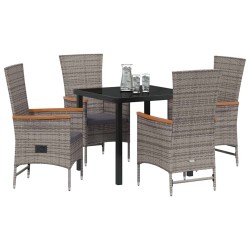 Ensemble de salle à manger pour jardin avec coussin 5 pcs Gris 614226614226