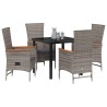 Ensemble de salle à manger pour jardin avec coussin 5 pcs Gris 614226614226