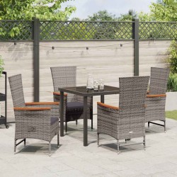 Ensemble de salle à manger pour jardin avec coussin 5 pcs Gris 614226614226