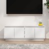 Meuble TV Blanc 110x34x40 cm Bois de pin massif 614227614227