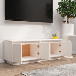 Meuble TV Blanc 110x34x40 cm Bois de pin massif 614227614227