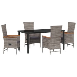 Ensemble de salle à manger pour jardin avec coussin 5 pcs Gris 614228614228