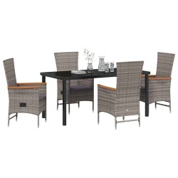 Ensemble de salle à manger pour jardin avec coussin 5 pcs Gris 614228614228