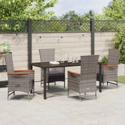 Ensemble de salle à manger pour jardin avec coussin 5 pcs Gris 614228614228