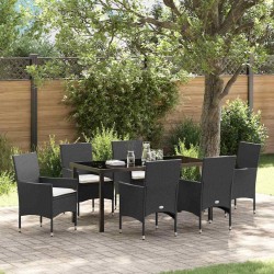 Ensemble de salle à manger pour jardin 7 pcs Noir polyrotin 614231614231