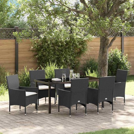 Ensemble de salle à manger pour jardin 7 pcs Noir polyrotin 614231614231