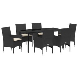 Ensemble de salle à manger pour jardin 7 pcs Noir polyrotin 614231614231
