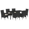 Ensemble de salle à manger pour jardin 7 pcs Noir polyrotin 614231614231