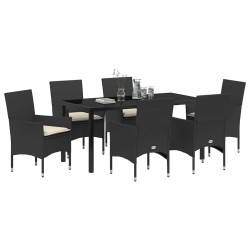 Ensemble de salle à manger pour jardin 7 pcs Noir polyrotin 614231614231