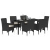 Ensemble de salle à manger pour jardin 7 pcs Noir polyrotin 614231614231