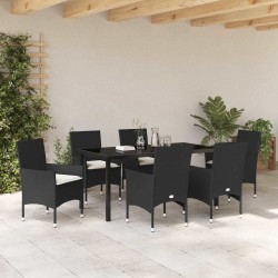 Ensemble de salle à manger pour jardin 7 pcs Noir polyrotin 614231614231