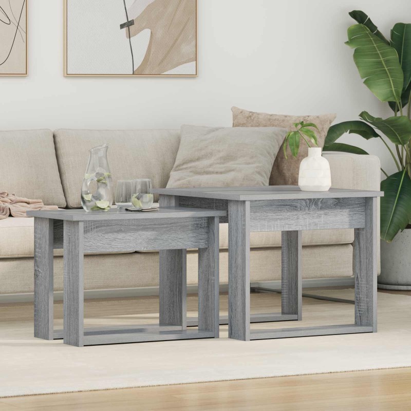 Ensemble de tables basses 2 pcs Gris Sonoma Bois d'ingénierie 614233614233
