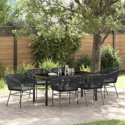 Ensemble de salle à manger pour jardin avec coussin 7 pcs Noir 614236614236