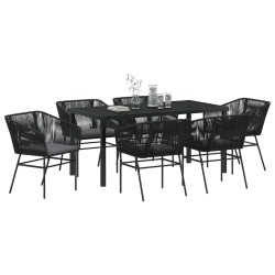 Ensemble de salle à manger pour jardin avec coussin 7 pcs Noir 614236614236