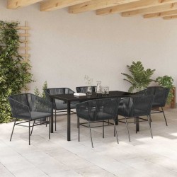 Ensemble de salle à manger pour jardin avec coussin 7 pcs Noir 614236614236