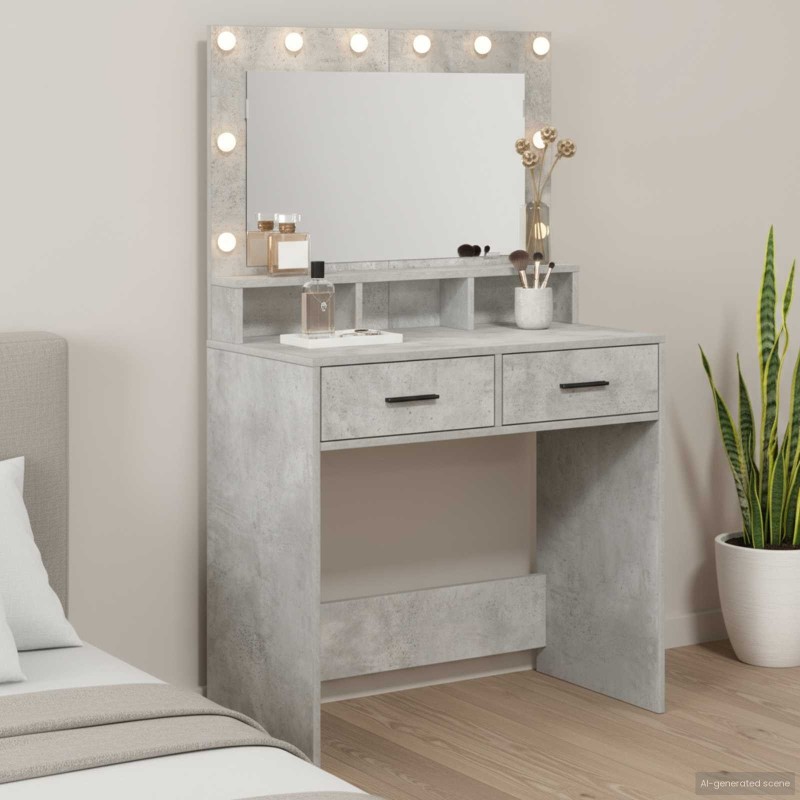 Table de Toilette Gris béton 79 x 41 x 135 cm Bois d'ingénierie 614238614238